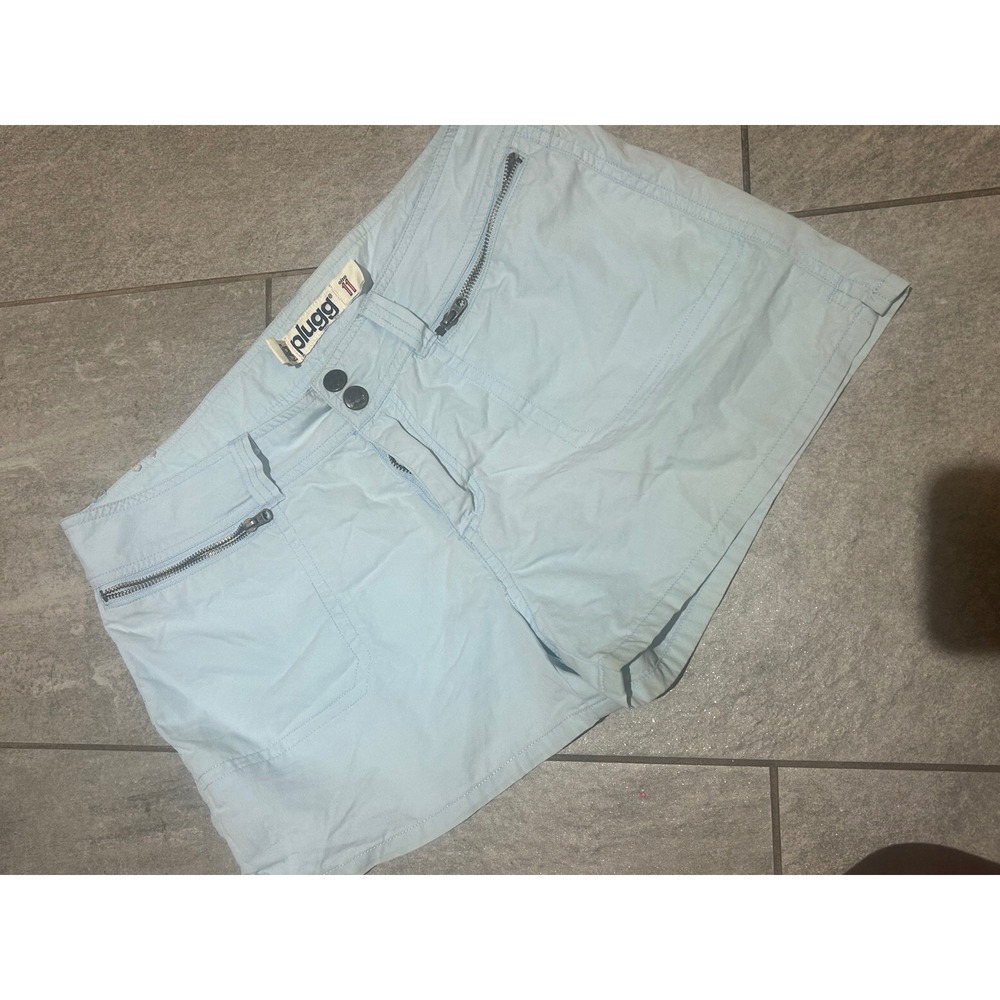 Plugg Women Light Blue Cargo Shorts Zipper Pockets Y2K Size 11